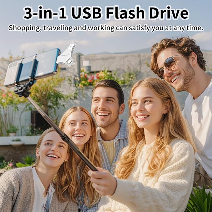 USB 3.0 Flash Drive for iPhone 256GB: MFi Certified 3in1 External Memory Photo - Image 9