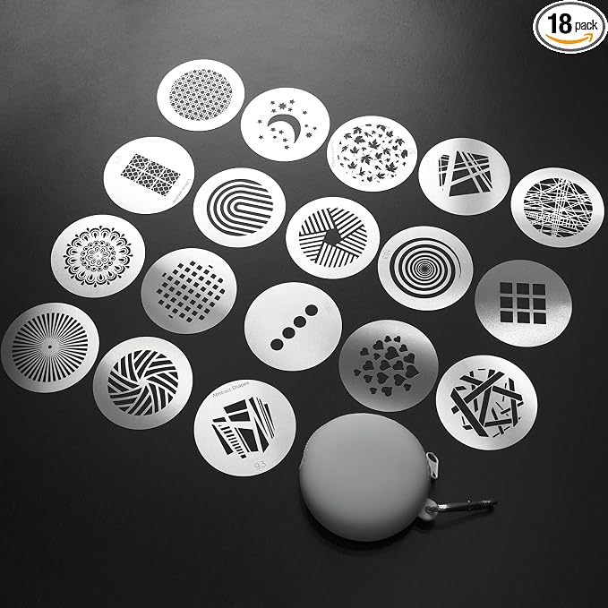 18Pcs Round Gobos Kit for Optical Snoot, 66mm/2.6in Metal Plate Patterns for by ZALUNERO