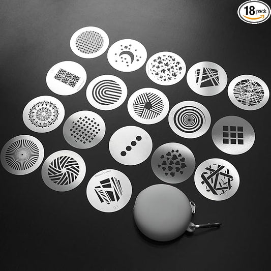 18Pcs Round Gobos Kit for Optical Snoot, 66mm/2.6in Metal Plate Patterns for by ZALUNERO