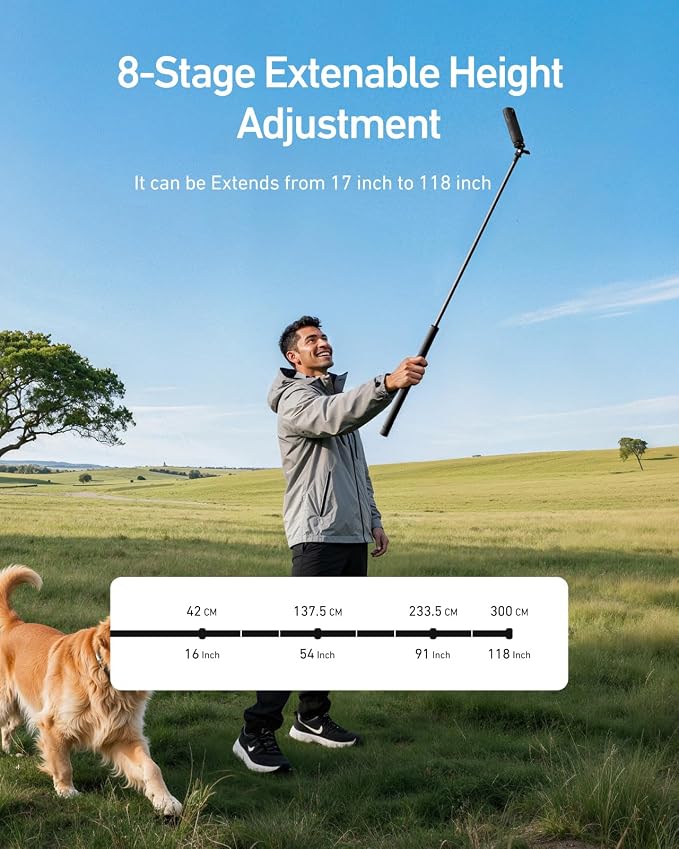 TELESIN Selfie Stick Long Pole, Carbon Fiber Waterproof Dive Extension Monopod - Image 3