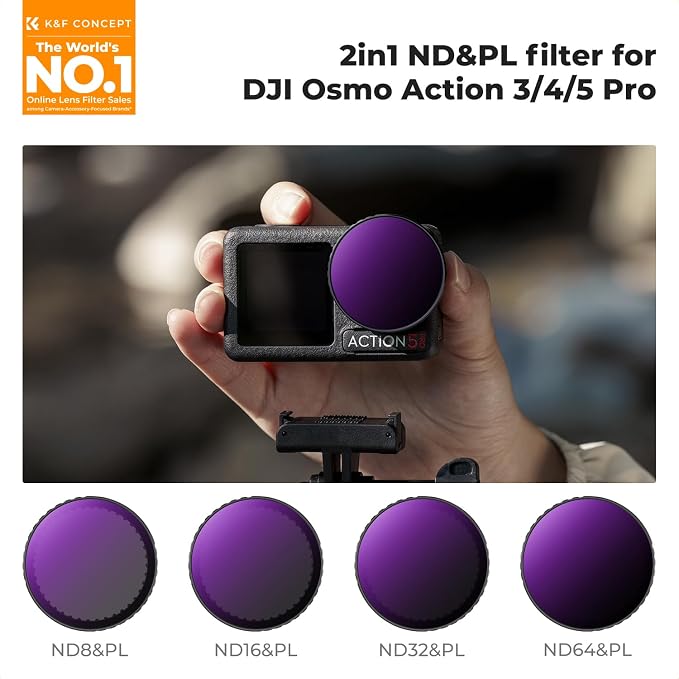 K&F CONCEPT 4 Pack Push-in Fit ND/PL Filter Kit Compatible - Image 2