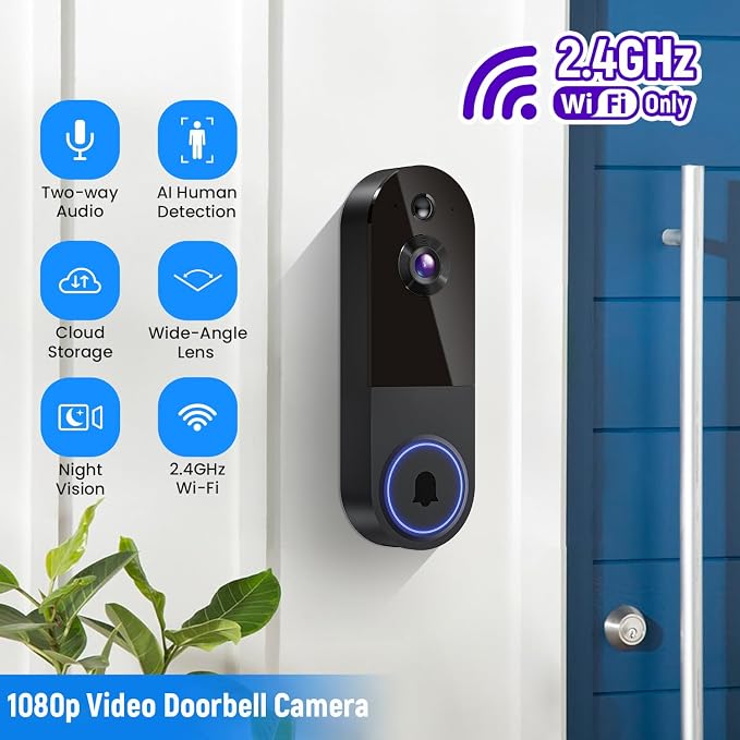 1080p Wireless Video Doorbell Camera, AI Human Detection, 2-Way Talk, Night - Image 8