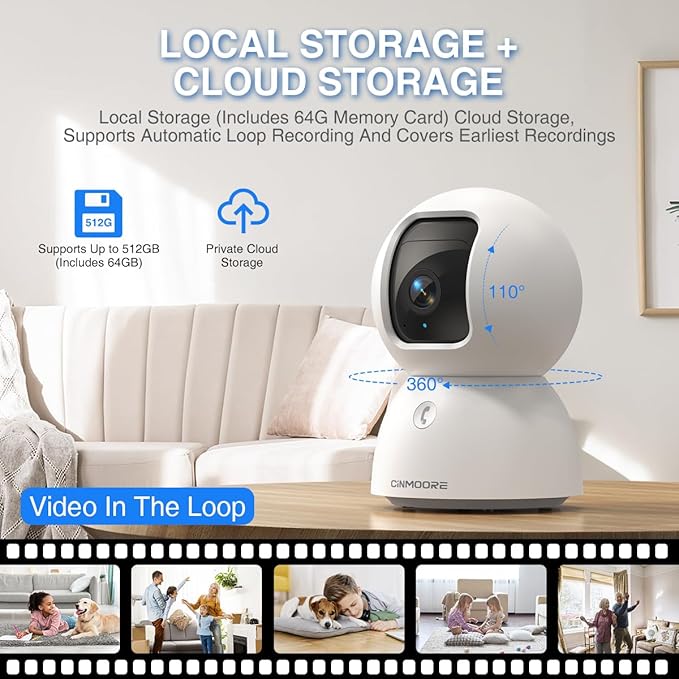 3K Indoor Camera with 64GB Card, Human/Pet/Facial AI Detection, Dog/Cat/Pet - Image 5