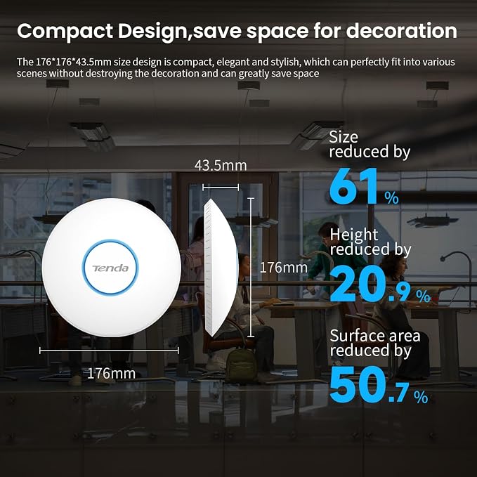 Tenda WiFi 6 AX3000 Wireless Access Point | Ceiling Mount Access Point - Image 6