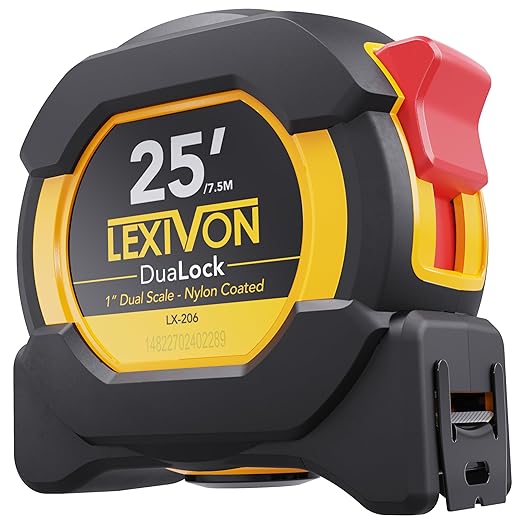 LEXIVON 25Ft/7.5m DuaLock Tape Measure | 1-Inch Wide Blade by LEXIVONTools