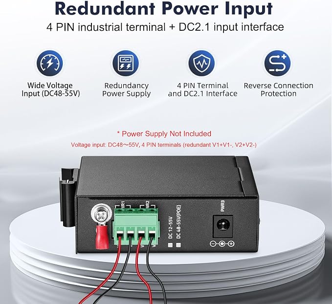 5 Port Mini PoE+ Industrial Switch, 4 Ports PoE+ and 1 Uplink, 10/100Mbps Fast - Image 5