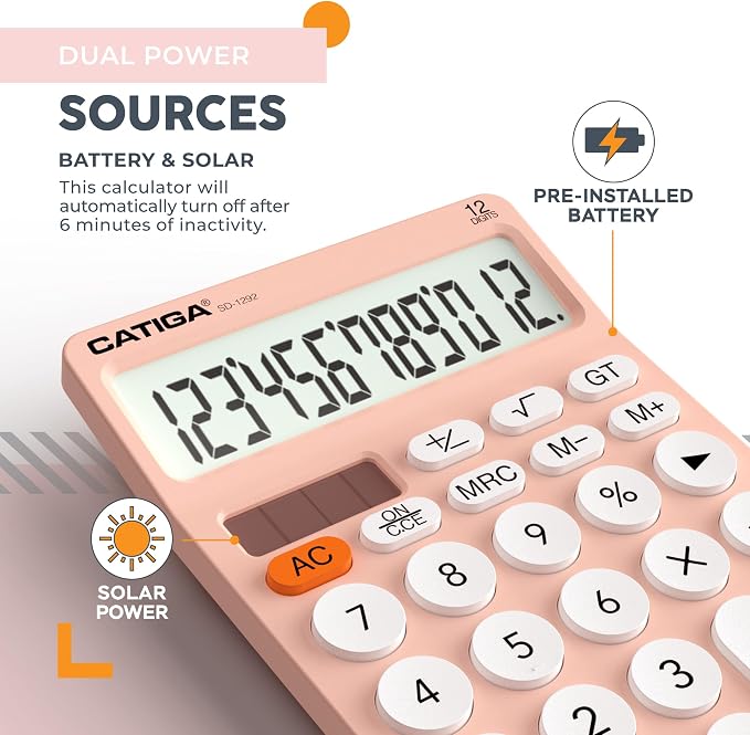 CATIGA 12 Digit Desktop Calculator Basic Desk Calculator - Image 4