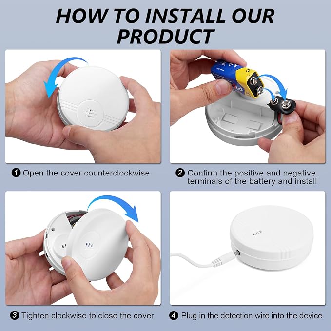 2 Pack Water Leak Detector, 135 dB Water Sensor Alarm, Floor and Wall Mounted - Image 4