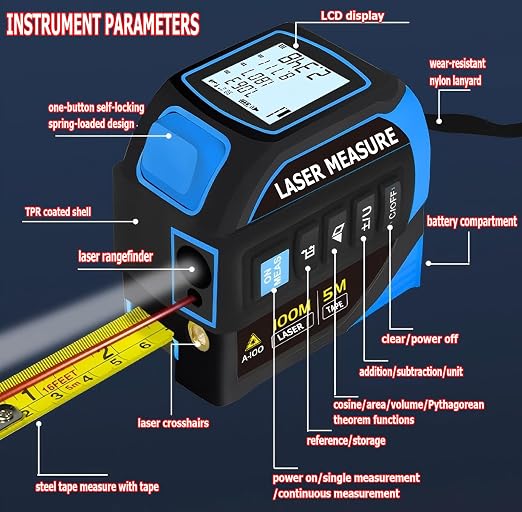 Tape Measure 4-in-1 Laser Digital Measuring Tape & 100m/328ft Laser Distance - Image 5