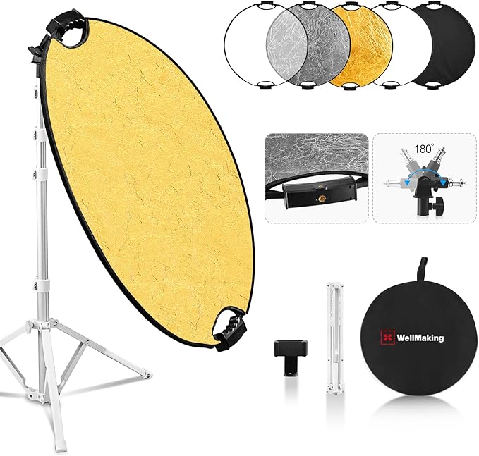WELLMAKING 32'' Photography Reflector Dual Handle Collapsible 5-in-1 by WELLMAKING