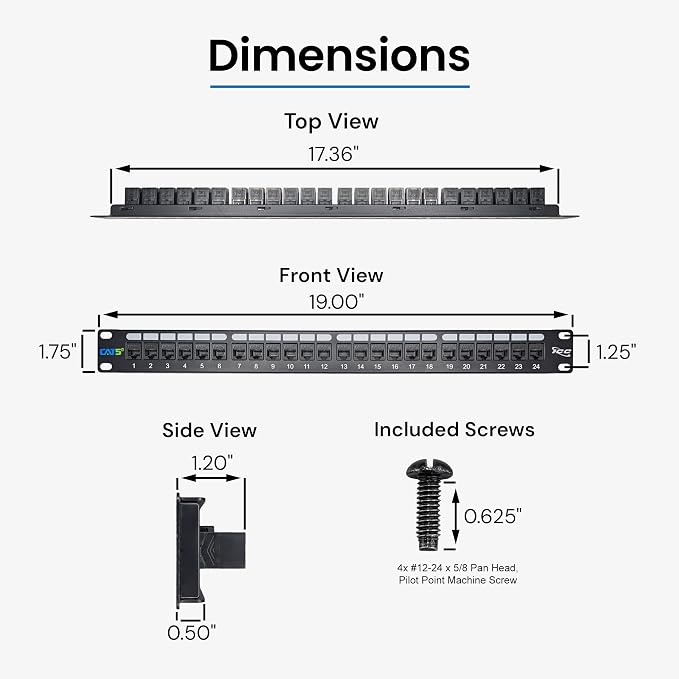 ICC CAT5e Feed-Through Patch Panel, 24 Port, 1U Rackmount, RJ45 Ethernet Patch - Image 8