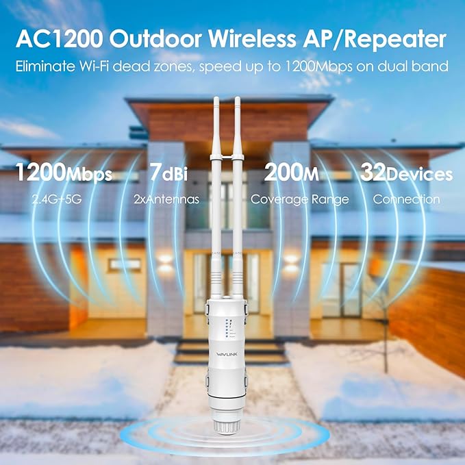 WAVLINK AC1200 Outdoor Long Range WiFi Extender/Wireless Access Point - Image 2