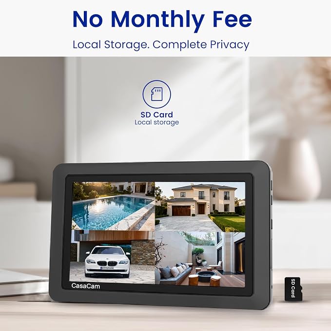 CasaCam Wireless Security Camera System Air | 7" Touchscreen Monitor and 2 720p - Image 3