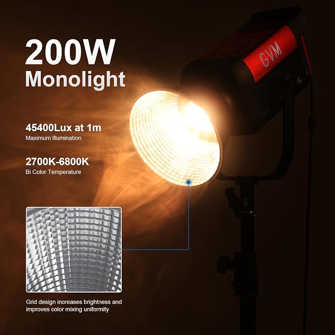 GVM 200W LED Video Light with Softbox, SD200B Photography Lighting Kit with - Image 2