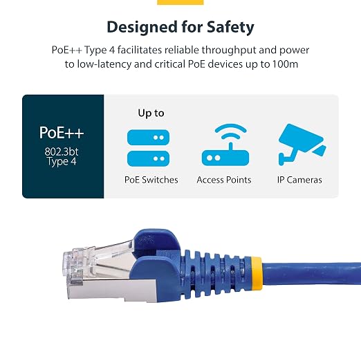 StarTech.com 3ft Blue CAT8 Ethernet Cable, Snagless RJ45, 100W PoE++, 26AWG - Image 5
