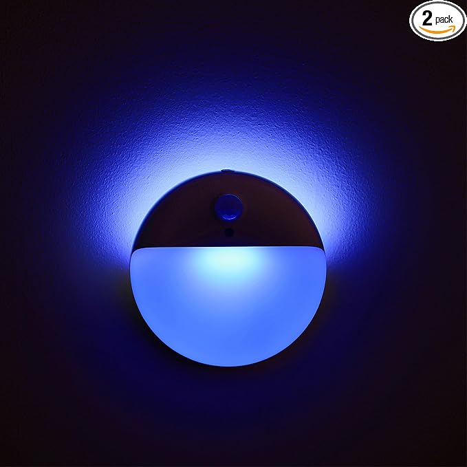 YUNLEX 2 Pack Blue Battery Night Light, Motion Activated Stick on Lights by YUNLEX