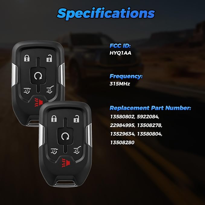 Smart Key Fob 2Pcs 13580802 315MHz HYQ1AA Keyless Entry Remote Start Control - Image 4