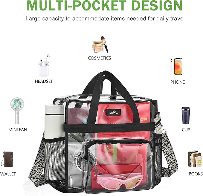 MAY TREE Clear Bag for Stadium Events, 12×6×12 Clear Tote Bag - Image 5