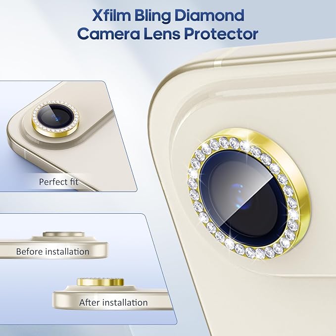 for iPhone 17 Air Camera Lens Protector Bling, Individual Diamond Metal Ring - Image 5