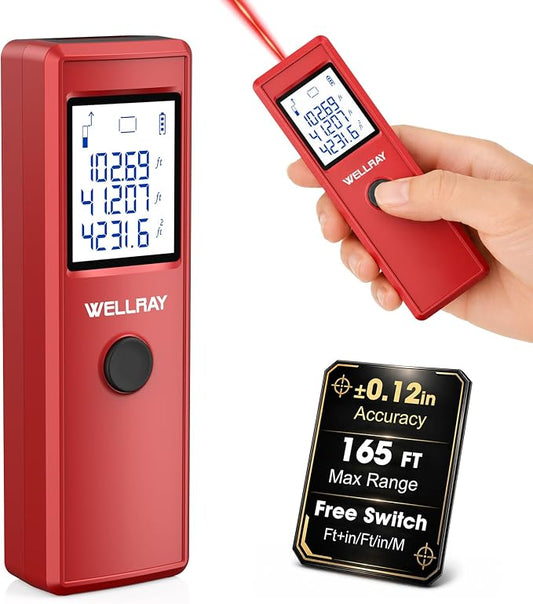 Laser Measuring Tool, 165FT/50M Laser Measure Tool by WELLRAY