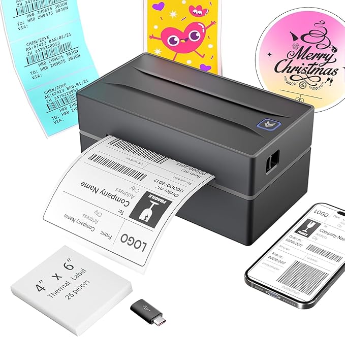 Bluetooth Thermal Shipping Label Printer: 4x6 Wireless Label Maker by Unknown