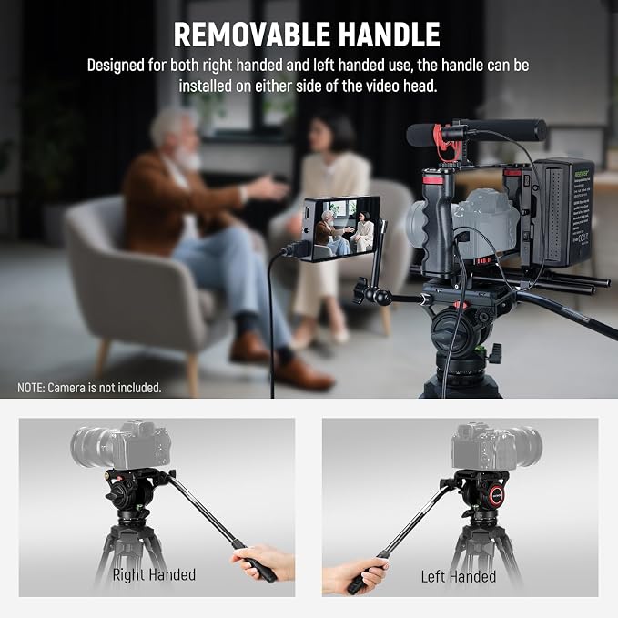 NEEWER Video Tripod with Fluid Head, Heavy Duty Aluminum Compact Portable - Image 4