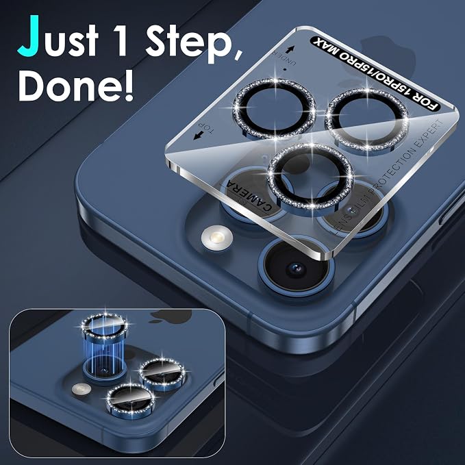 YWXTW Designed for iPhone 15 Pro/iPhone 15 Pro Max Camera Lens Protector Bling - Image 4