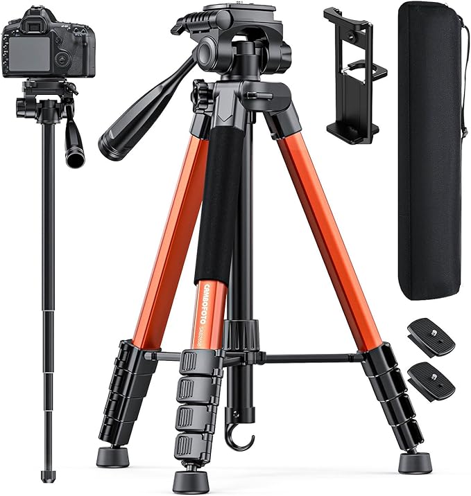 CAMBOFOTO 73" Camera Tripod and Monopod, Professional Aluminum Tripod Stand by CAMBOFOTO