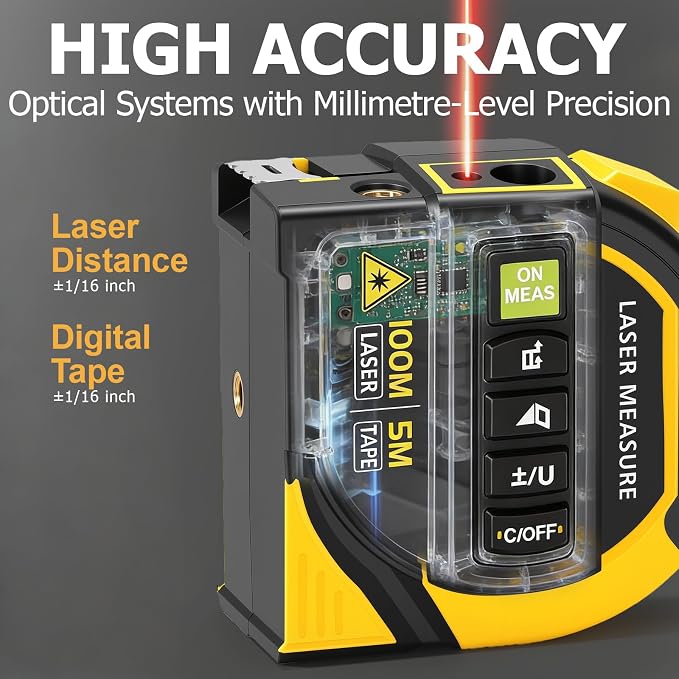 4-in-1 Digital Laser Tape Measure, 328ft/100m Laser Distance Meter - Image 5