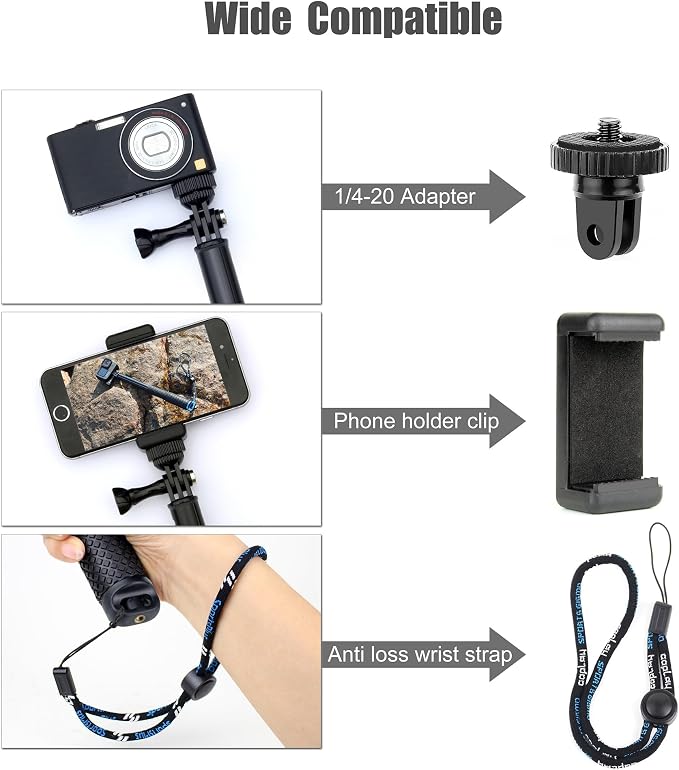 SOONSUN 45'' Waterproof Selfie Stick Extendable Monopod Hand Grip Aluminum - Image 4