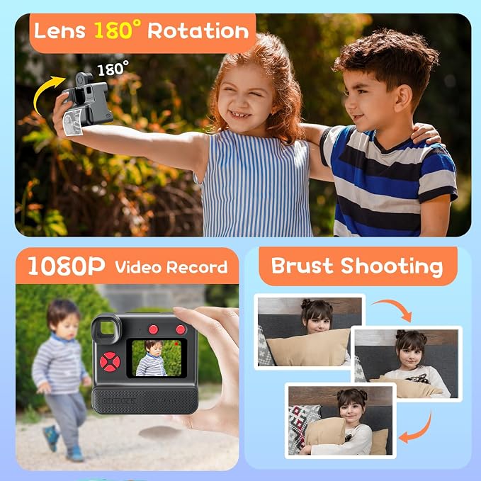 Instant Print Camera for Kids, 1080P Kids Instant Cameras, HD Digital Video - Image 3