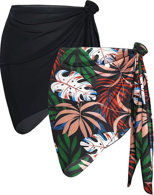 CHICGAL 2 Pieces Women Beach Sarong Bathing Suit Wrap Skirt Sheer Bikini by CHICGAL
