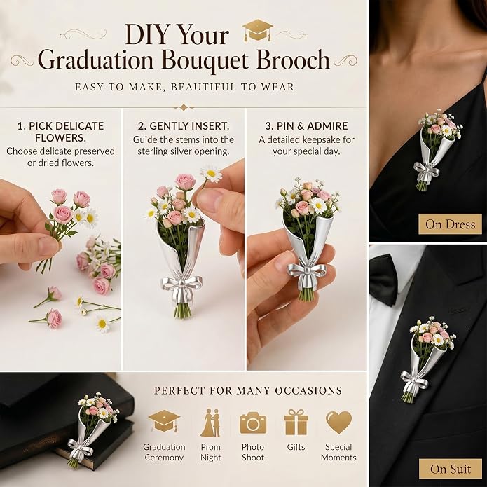Flower Holder Brooch Pin for Women Flower Vase Brooch Back to School Teacher - Image 5