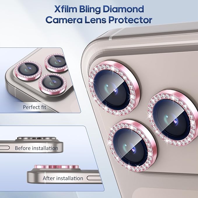 for iPhone 17 Pro / 17 Pro Max Camera Lens Protector Bling, Individual Diamond - Image 5