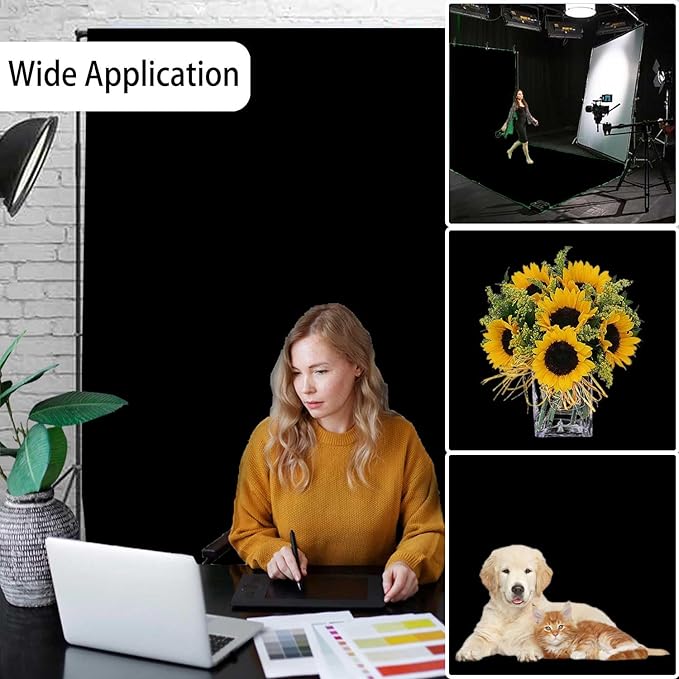 Black Photo Backdrop for Photoshoot, Fabric Background for Product Photography - Image 2