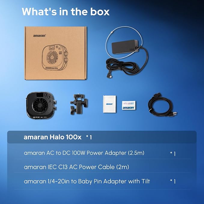 Amaran Halo 100X COB Led Video Light 100W Bi-Color 2700k-6500k, 890 lux @ 1m - Image 9