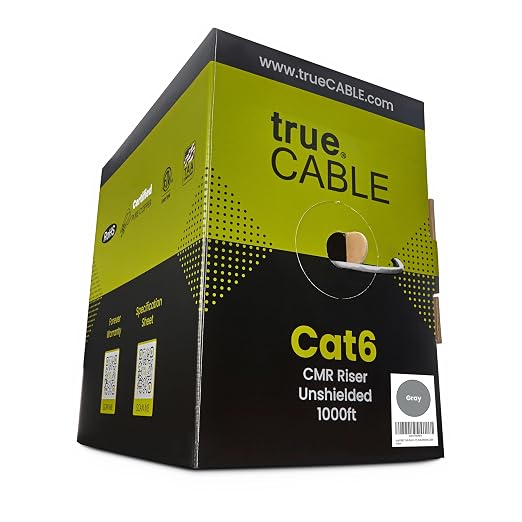 trueCABLE Cat6 Riser, 23AWG 4 Pair Solid Bare Copper, ETL Listed, Unshielded by trueCABLE