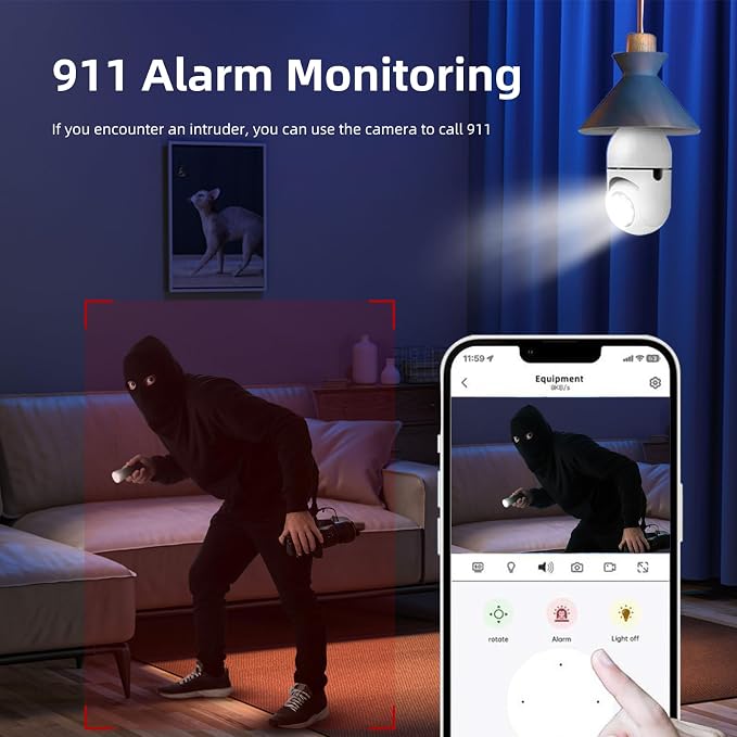 Hawkray Light Bulb Security Camera -5G& 2.4GHz WiFi 2K 3MP Security Cameras - Image 4