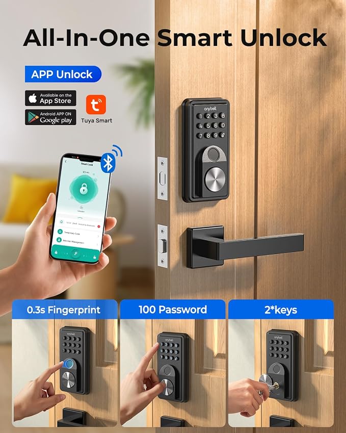 Smart Door Lock, ANYBELL Keyless Entry Door Lock Fingerprint - Image 4