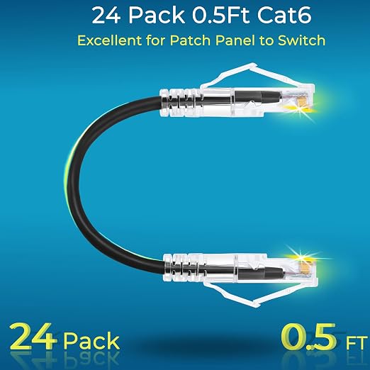 Rapink Patch Cables Cat6/ Cat6a 0.5ft Slim, Cat6a Ethernet Patch Cable 10G - Image 2