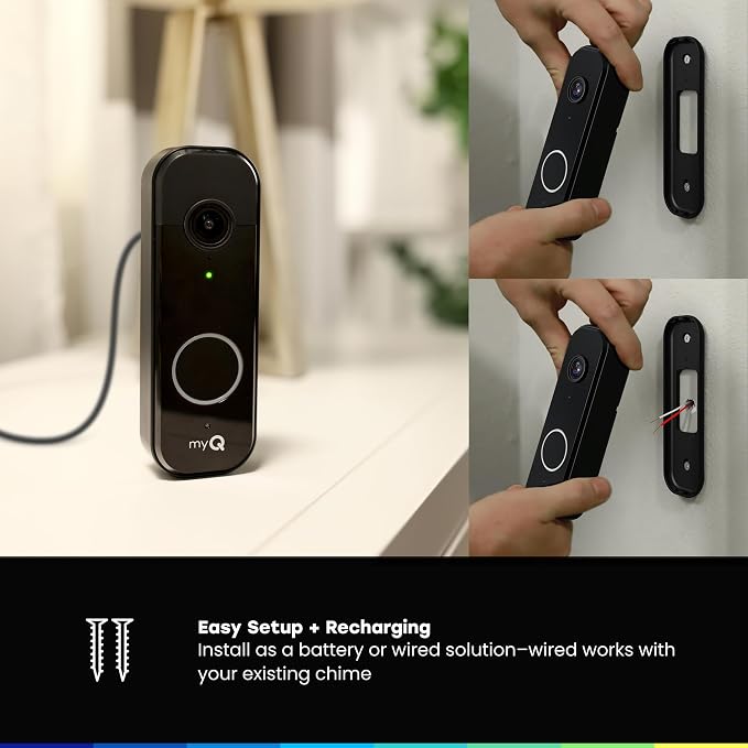 Chamberlain myQ Video Doorbell | 2K Camera, Battery/Wired, Color Night Vision - Image 3