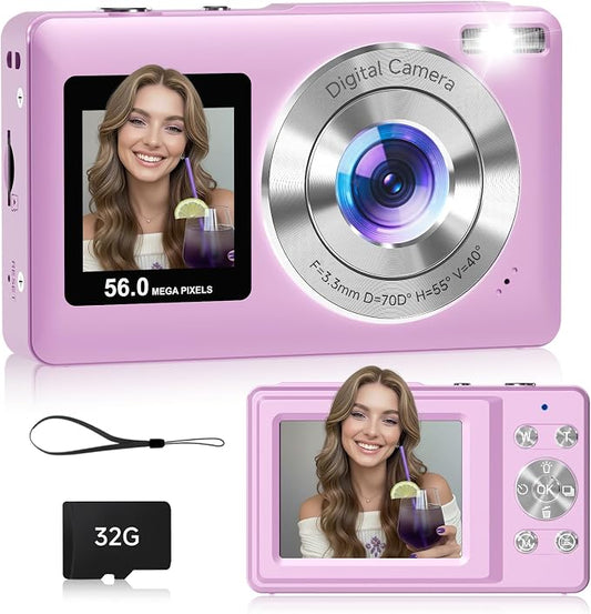 Compact Camera, 56MP Dual-Screen Digital Camera by Gtonster