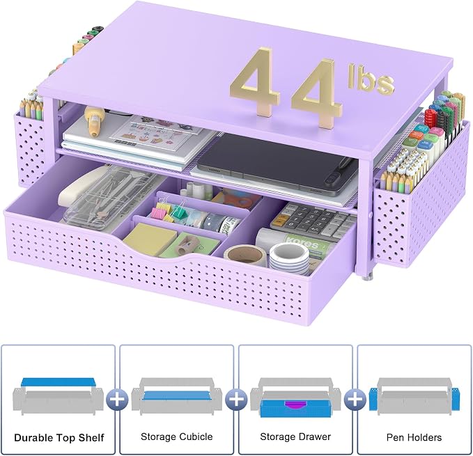 Spacrea Desk Organizer and Accessories, Computer Monitor Stand Riser - Image 5
