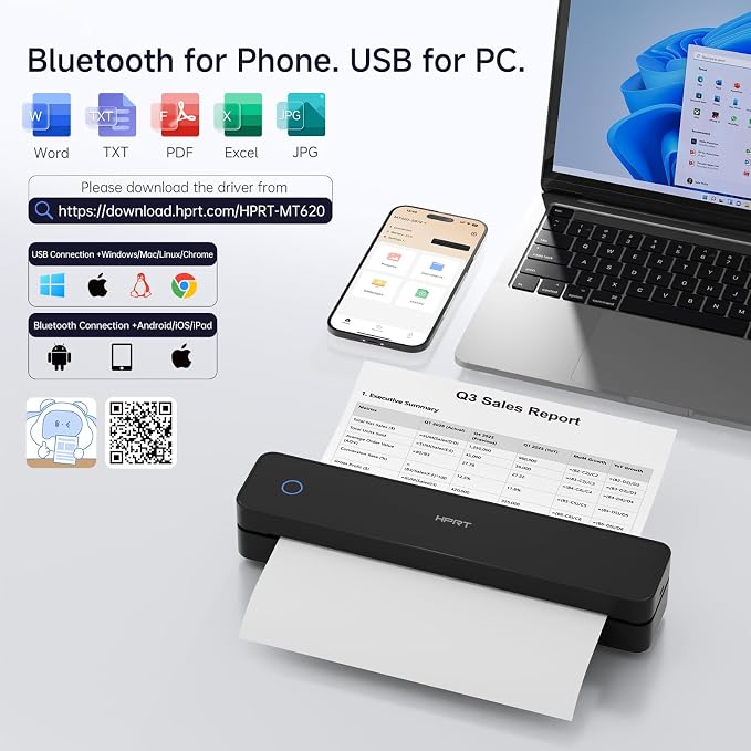 HPRT Portable Thermal Printer-Inkless Printer, Supports Thermal Paper&Labels - Image 2