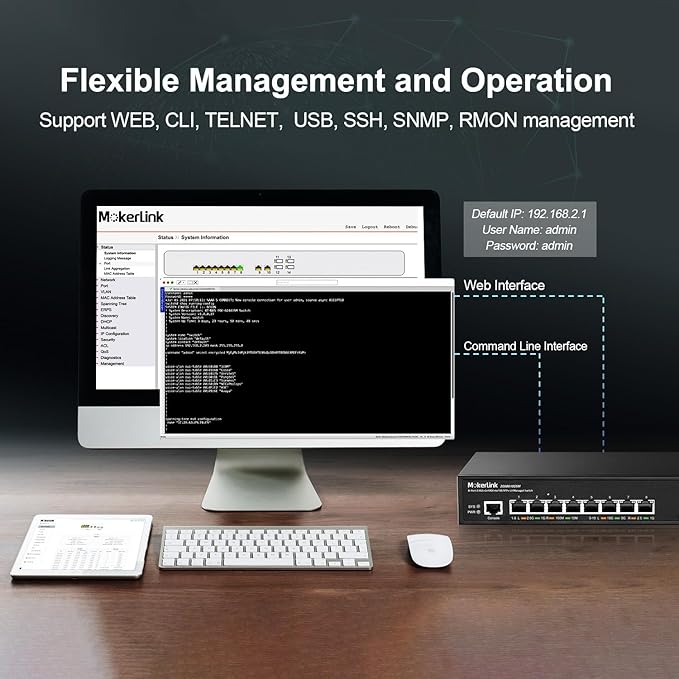 MokerLink 8 Port 2.5 Gigabit Managed Switch, 2x10G Ethernet Ports, 4x10G SFP+ - Image 5