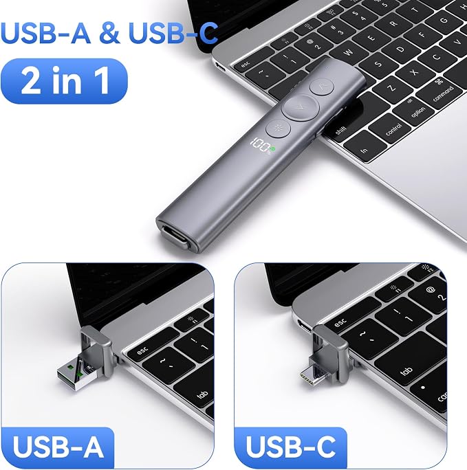 Power Display Wireless Presenter Remote, Rechargeable Presentation Clicker - Image 4