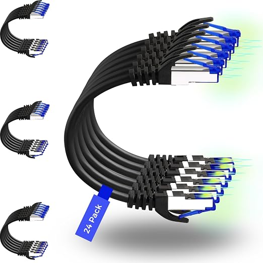 Rapink Patch Cables Cat8 0.5ft 24 Pack Slim, Cat8 Ethernet Patch Cable 40G by Rapink