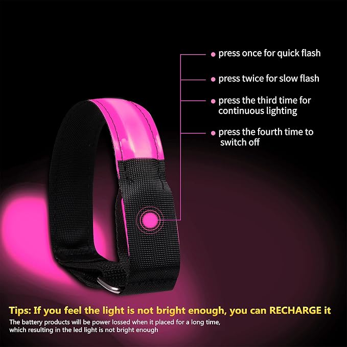 2 Pack Rechargeable LED Reflective Armband, High Brightness High Visibility - Image 2