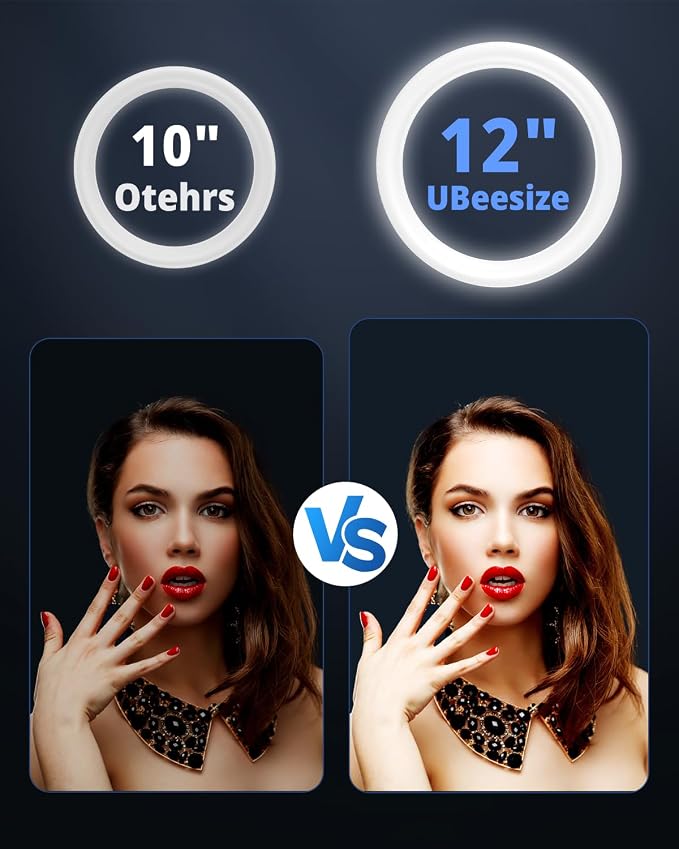UBeesize 12" Ring Light with Overhead Phone Mount, LED Ring Light with Phone - Image 2