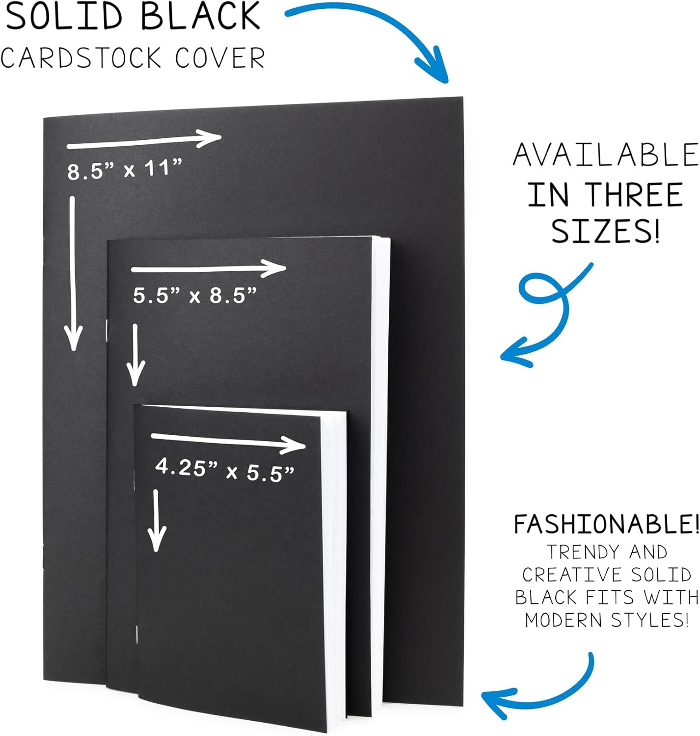 Hygloss Blank Books 8.5 x 11 Inches - 20 Pack – Black Color Paperback for Drawing & Writing – Empty Books for Journaling, Sketching or Arts & Craft